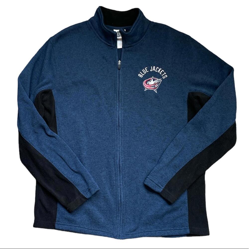 NHL Columbus Blue Jackets fleece‎ zip up sweater jacket size medium black & blue